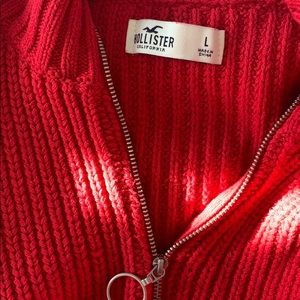 Red holliseter zip sweater